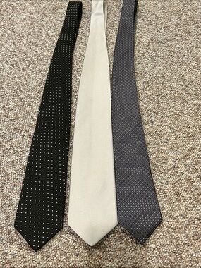 Three-Tie Set in Black, Silver & Charcoal